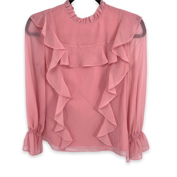 Rachel Parcell Tops - 065 NWT Rachel Parcell Mock Neck Ruffle Trim Long Sleeve Top Blouse Women's XXS